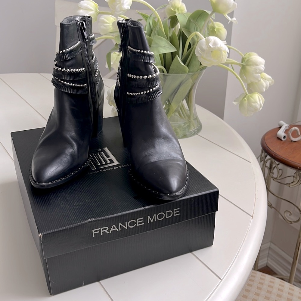 France Mode Obeline Ankle Boot with silver stud trim - Picture 3 of 7